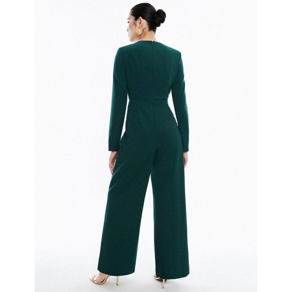 BCBGMAXAZRIA Fulton Twist Front Wide Leg Jumpsuit Ponderosa Pine Womens Size 0 - Picture 4 of 9